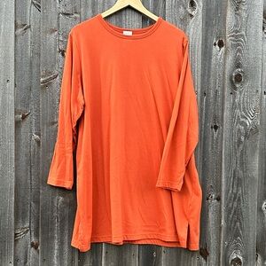Roaman's Vibrant Orange Boatneck Tunic with Side Slits